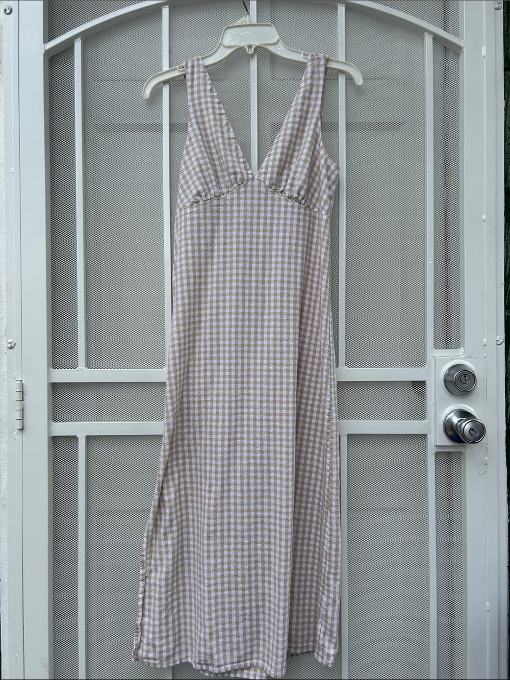Women's Beige Gingham Dress